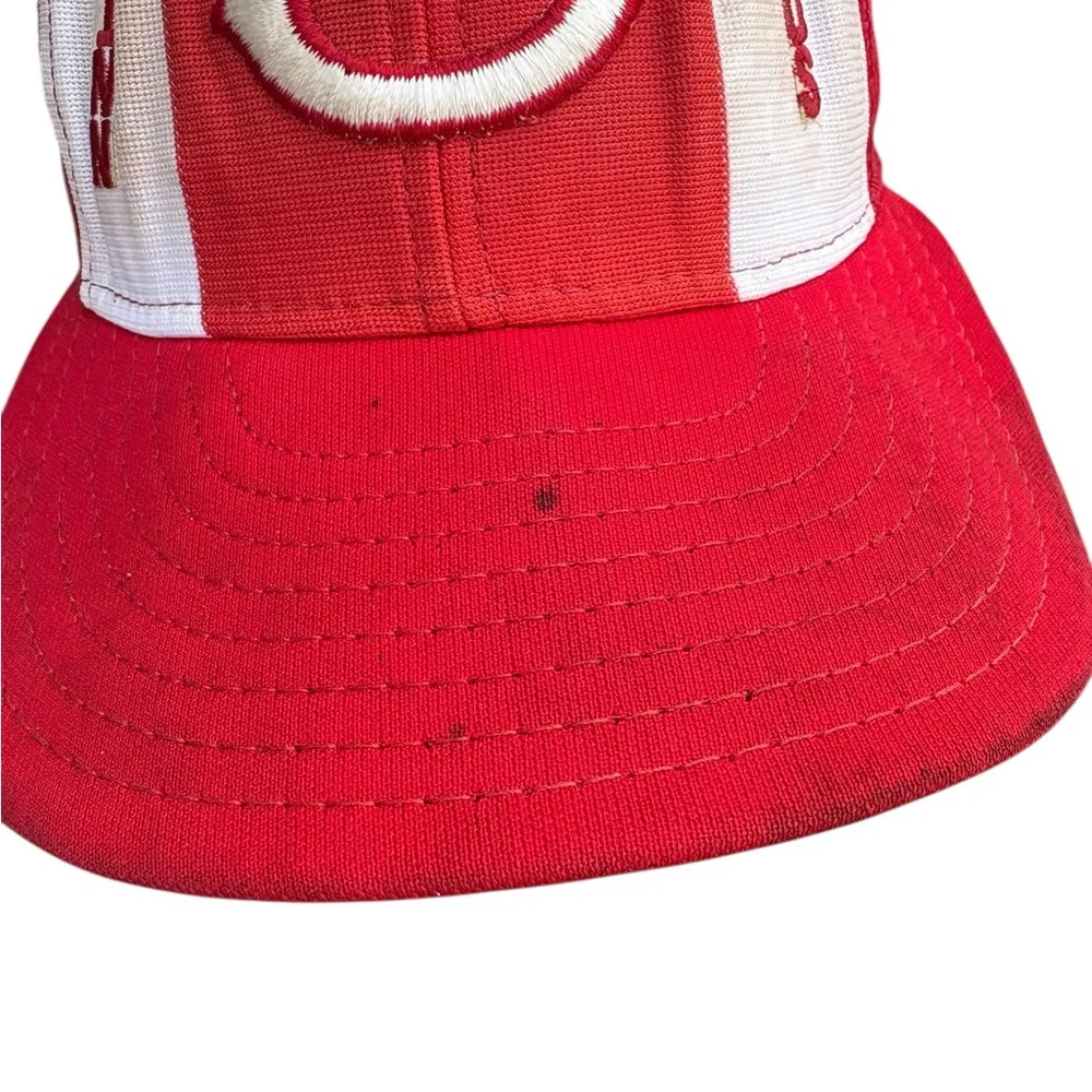 Cincinnati Reds Lucky Stripes Mesh Trucker Snapback‎ Hat Made USA Large Vintage